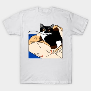 Cute Tuxedo cat in a paper bag Copyright by TeAnne T-Shirt